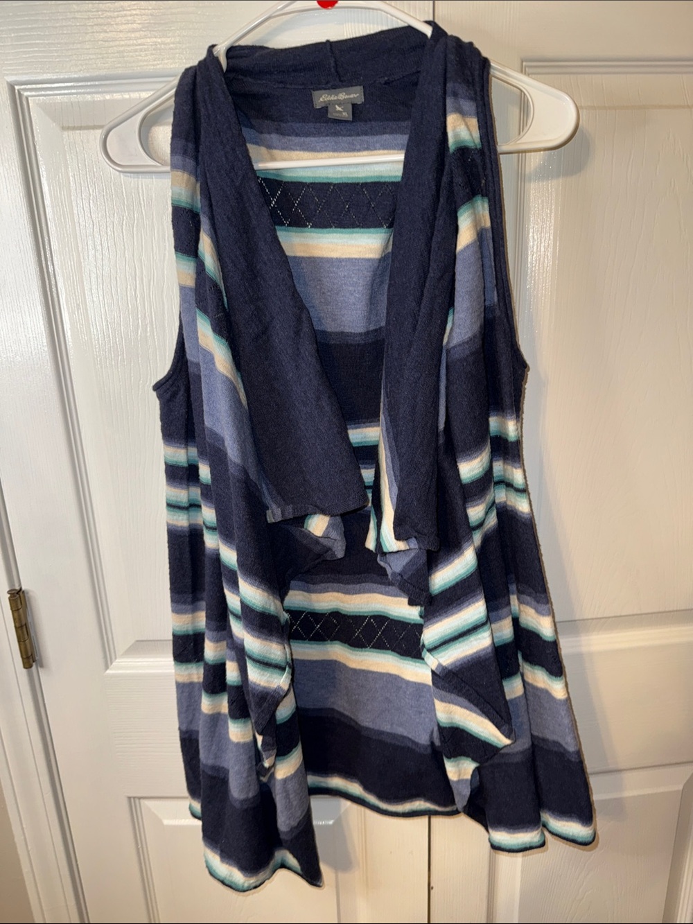 Eddie Bauer Navy and Light Blue Striped Knit Vest